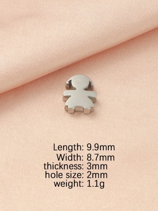 Steel colored girl Stainless steel Minimalist Boy and girl small hole bead pendant DIY jewelry