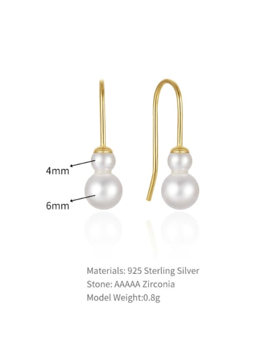 YUANFAN 925 Sterling Silver Imitation Pearl Irregular Minimalist Hook Earring 2