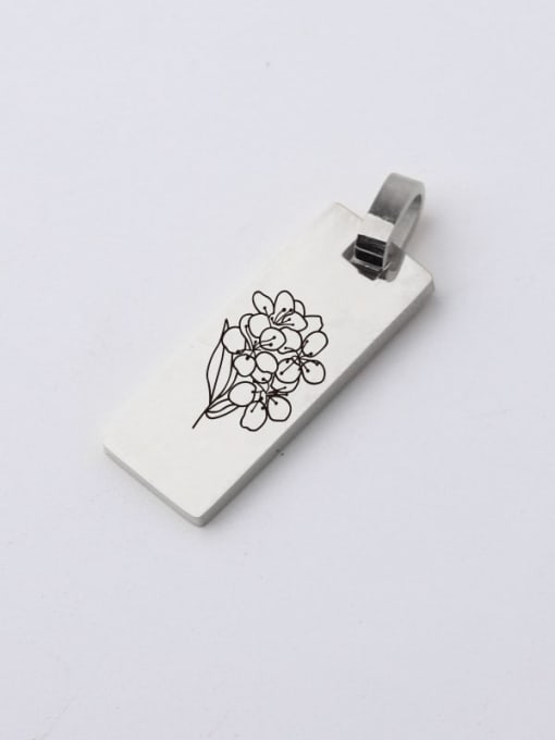 2215 214 Rectangle Stainless steel Flower Minimalist Pendant