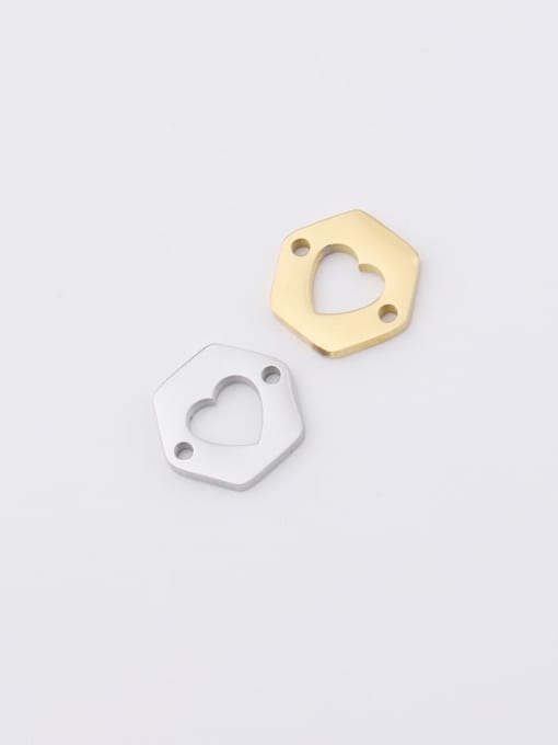 MEN PO Stainless steel hollow double-hole polygon love heart Connectors 1