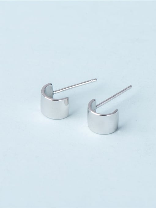 One piece Earrings 925 Sterling Silver Geometric Minimalist Stud Earring