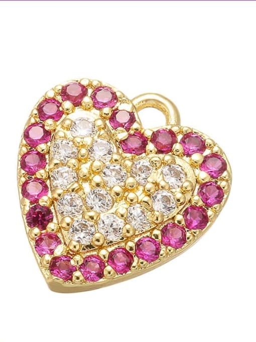 Rose Red White Diamond Copper Microset Fancy Heart-Shaped Diamond Accessories