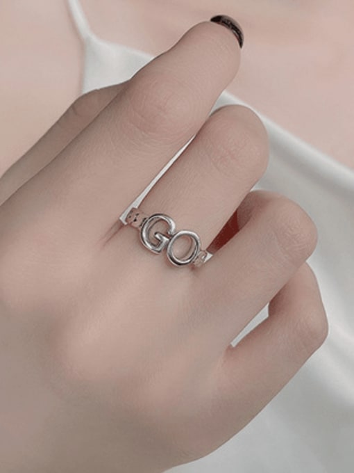 TAIS 925 Sterling Silver Letter Vintage Chain Band Ring 1