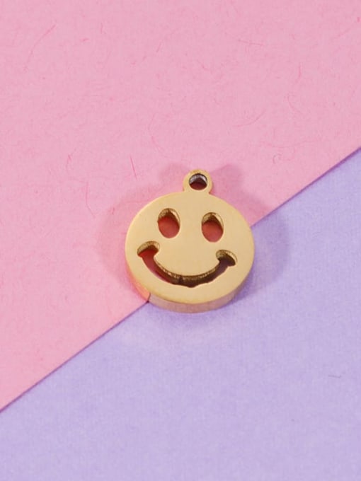 golden Stainless steel Round Smiley Minimalist Pendant