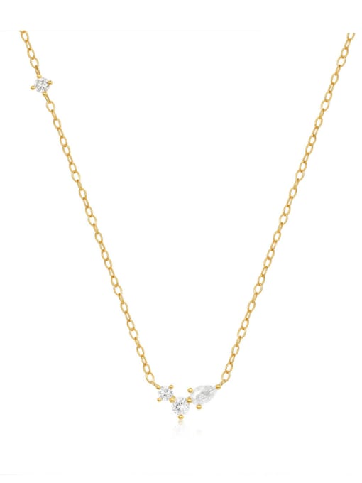 golden 925 Sterling Silver Cubic Zirconia Water Drop Dainty Necklace