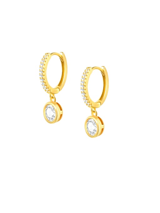YUANFAN 925 Sterling Silver Cubic Zirconia Geometric Dainty Huggie Earring