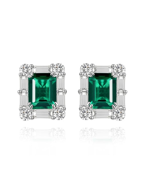 Cultivating Emerald 【 E 2466 】 925 Sterling Silver High Carbon Diamond Geometric Luxury Stud Earring