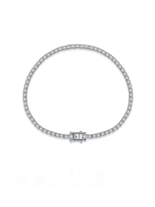 STL-Silver Jewelry 925 Sterling Silver Cubic Zirconia Geometric Luxury Link Bracelet 3