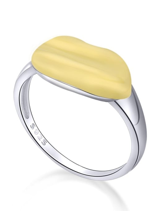 Platinum yellow AY120214 925 Sterling Silver Enamel Mouth Minimalist Band Ring