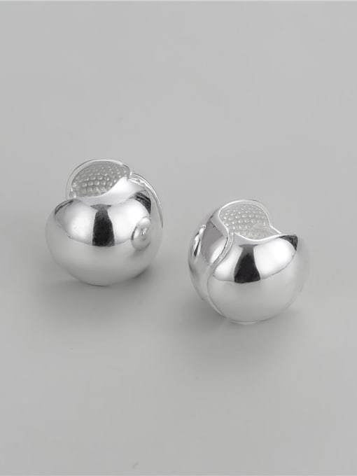 large size 925 Sterling Silver Minimalist  Smooth Round Ball Stud Earring