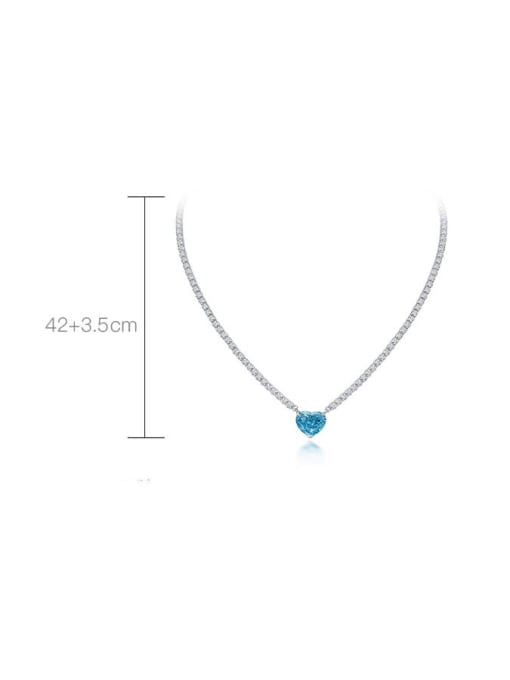 A&T Jewelry 925 Sterling Silver High Carbon Diamond Blue Heart Luxury Choker Necklace 2