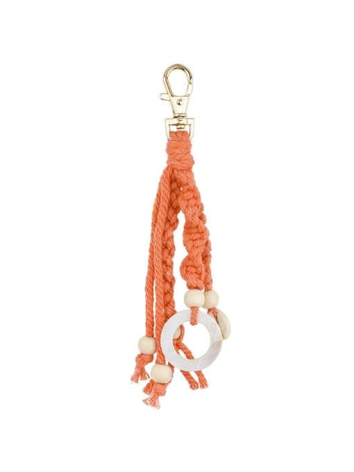 Orange k68164 Alloy Shell Cotton Rope  Round Artisan Hand-Woven  Bag Pendant