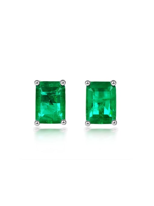 A&T Jewelry 925 Sterling Silver High Carbon Diamond Green Geometric Vintage Stud Earring 0