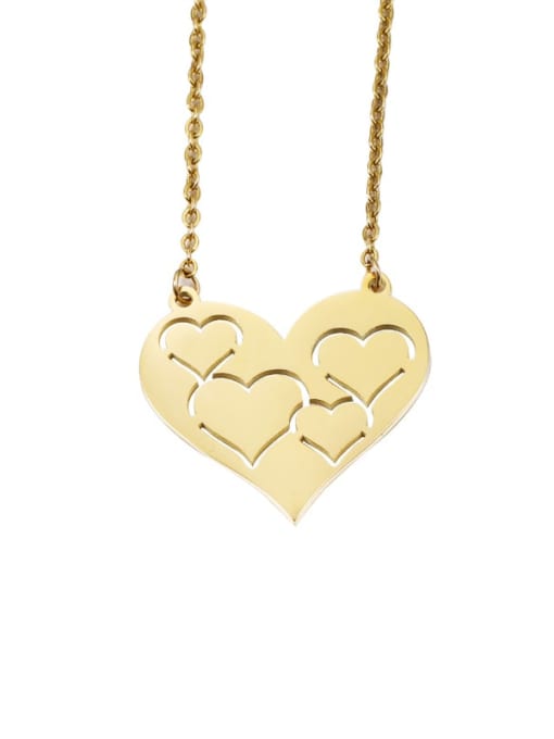golden Stainless steel Hollow out Heart Minimalist Necklace