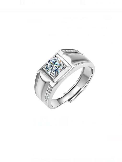1 carat (white Mosang ) 925 Sterling Silver Moissanite Geometric Dainty Band Ring