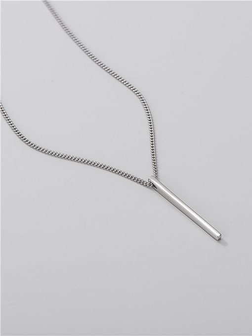 One character vertical square Necklace 925 Sterling Silver Geometric Minimalist Link Necklace