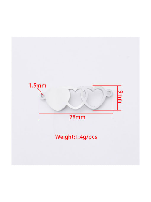 MEN PO Stainless steel heart-shaped double hole Connectors 1