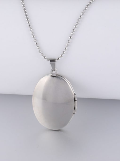 Xh010 smooth ellipse Stainless steel bead chain love pattern round shell book oval pendant necklace