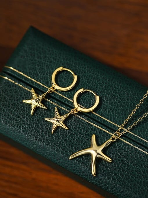 YUANFAN 925 Sterling Silver Minimalist Star Earring and Necklace Set