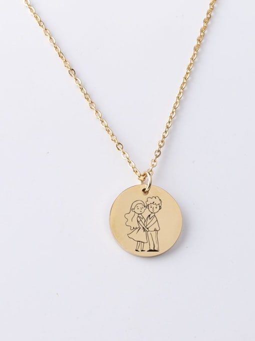 Gold yp001 32 20mm Stainless Steel Round Minimalist Couple Necklace
