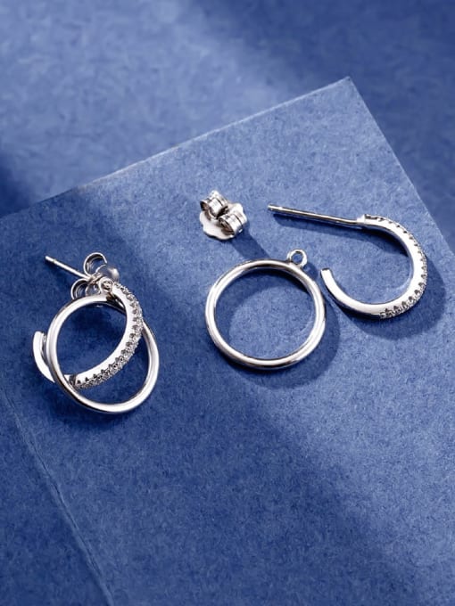 A&T Jewelry 925 Sterling Silver Cubic Zirconia Geometric Minimalist Drop Earring 3
