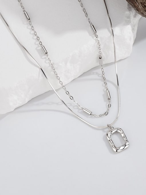 A&T Jewelry 925 Sterling Silver Geometric Minimalist Multi Strand Necklace 1