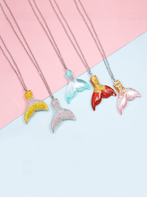 MEN PO Stainless steel Resin  Cute Wind Fish Tail Pendant Necklace 0