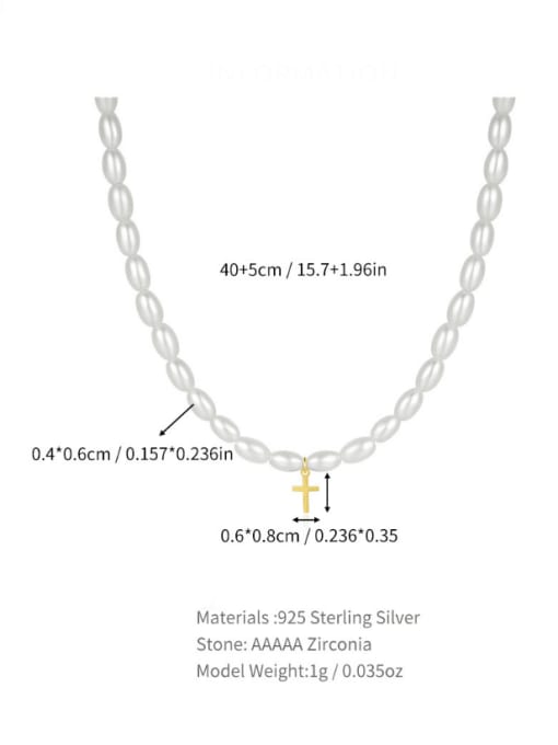 YUANFAN 925 Sterling Silver Freshwater Pearl Geometric Trend Beaded Necklace 2
