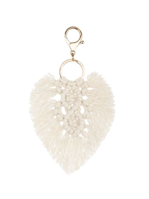 White k68160 Alloy Cotton Rope Heart Artisan  Hand-Woven Bag Pendant