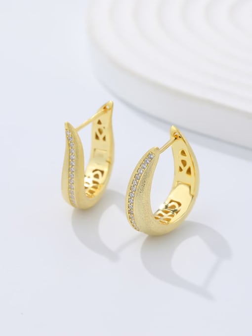 E3150 Gold 925 Sterling Silver Cubic Zirconia Geometric Minimalist Huggie Earring