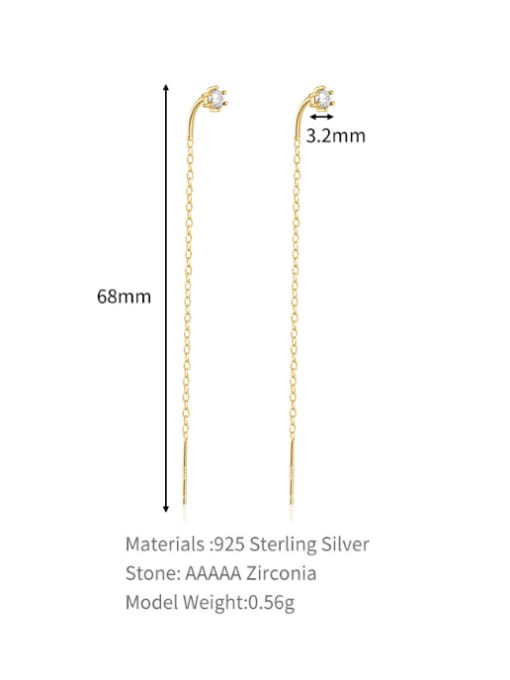 Gold+white 1 925 Sterling Silver Tassel Minimalist Threader Earring