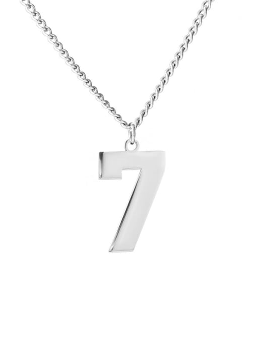 Number 7 Necklace Titanium Steel Number Minimalist Long Strand Necklace