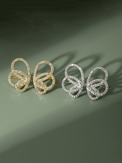 STL-Silver Jewelry 925 Sterling Silver Cubic Zirconia Butterfly Statement Stud Earring 2
