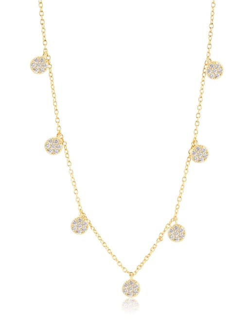 18k gold white 925 Sterling Silver Cubic Zirconia Round Minimalist Necklace