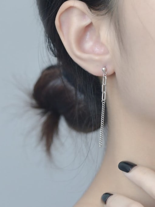 ARTTI 925 Sterling Silver Asymmetrical tassel Trend Threader Earring 1