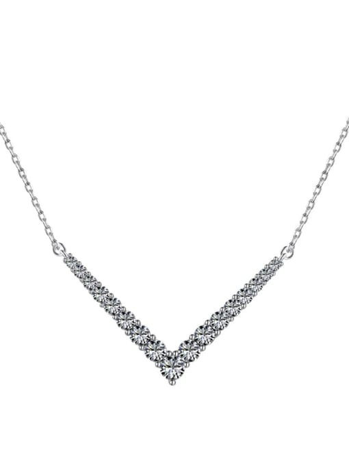 DY190648 S W WH 925 Sterling Silver Cubic Zirconia Geometric Dainty Necklace