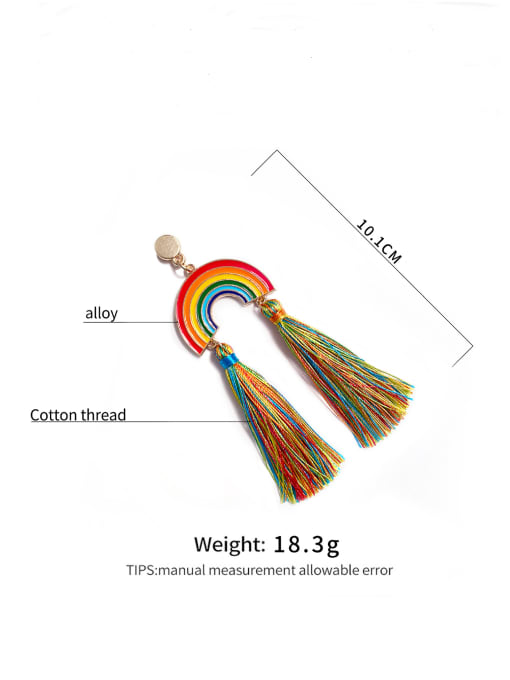 JMI Alloy Cotton Rope Rainbow Bohemia Cotton Rope Drop Earring 3