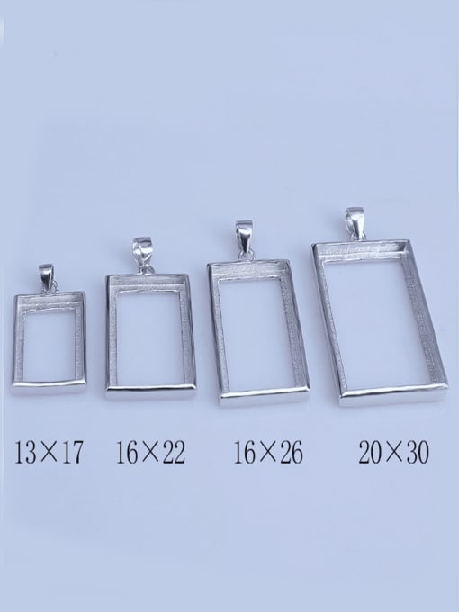 Supply 925 Sterling Silver 18K White Gold Plated Rectangle Pendant Setting Stone size: 13*17 16*22 16*26 20*30mm 1