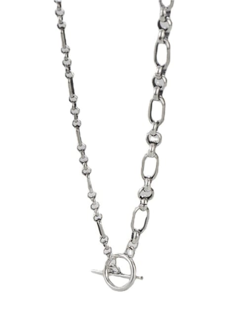 Ot buckle splicing Necklace 925 Sterling Silver Irregular Vintage Asymmetric chain Necklace