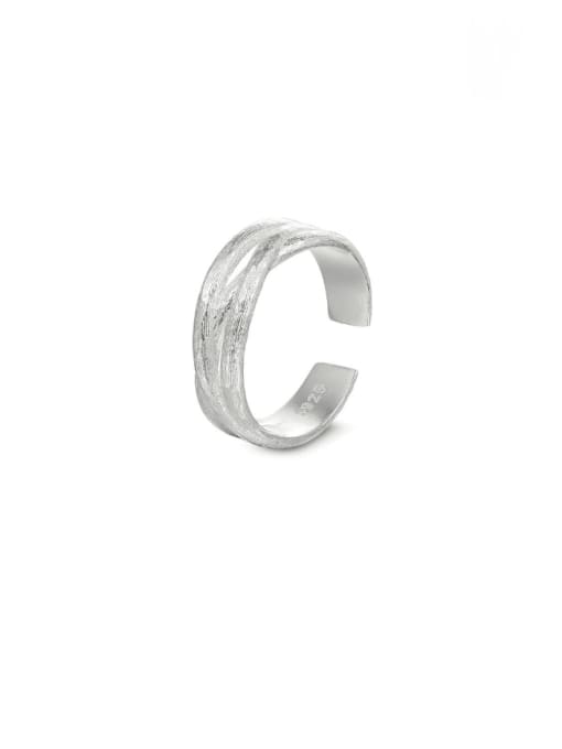 K1532 Platinum 925 Sterling Silver Geometric Minimalist Band Ring