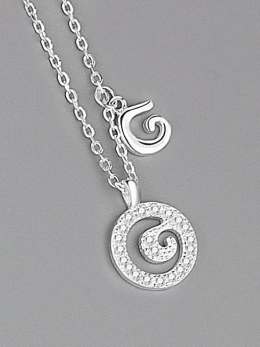 Silver (letter G) 925 Sterling Silver Cubic Zirconia Letter Minimalist Necklace