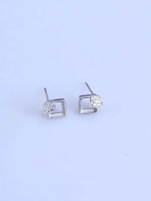 Supply 925 Sterling Silver 18K White Gold Plated Geometric Earring Setting Stone size: 5*5mm 1