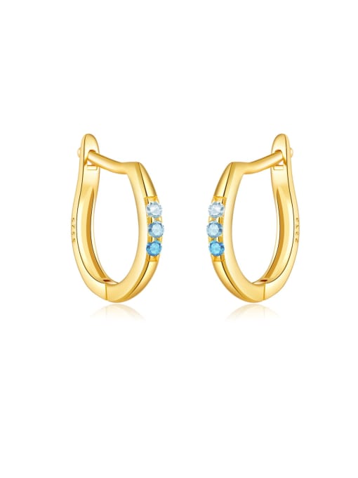 18K gold blue 925 Sterling Silver Cubic Zirconia Geometric Dainty Stud Earring