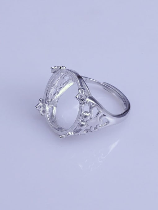 Supply 925 Sterling Silver 18K White Gold Plated Geometric Ring Setting Stone size: 15.5*18mm 1