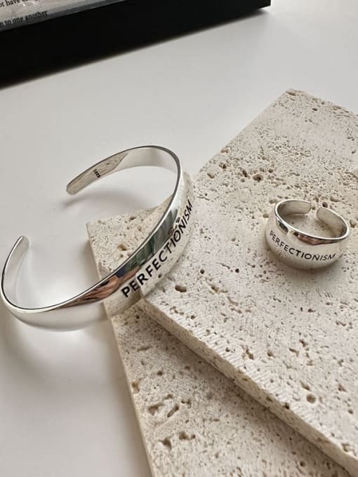 ARTTI 925 Sterling Silver Trend Letter Ring and Bangle Set 0