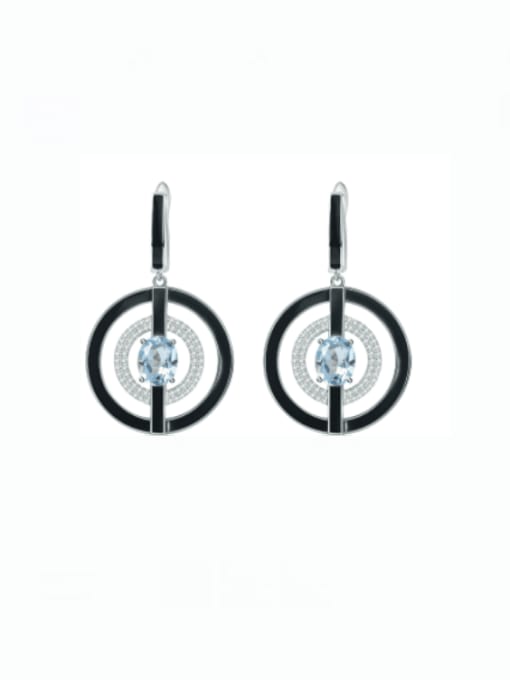Sky blue topA Stone Earrings 925 Sterling Silver Natural Color Treasure Topaz Geometric Luxury Drop Earring