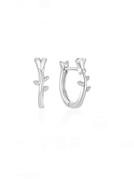 YUANFAN 925 Sterling Silver Leaf Luxury Huggie Earring 0