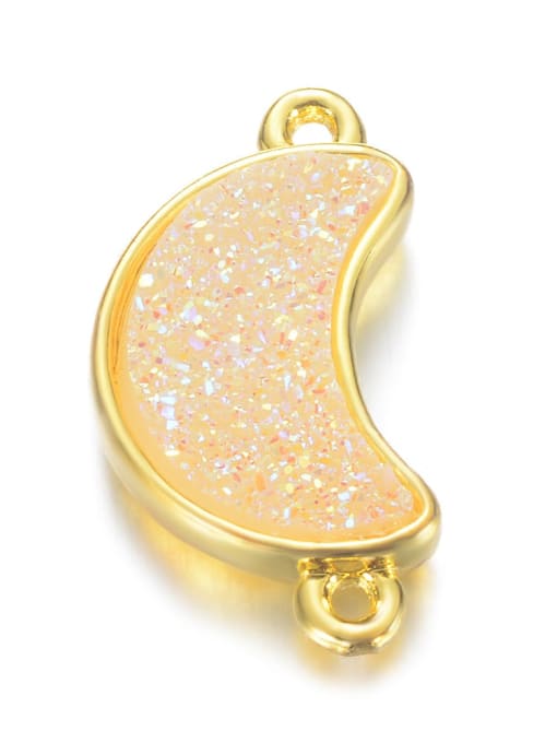 Opal Copper Alloy Crystal Moon Charm Height : 9mm , Width: 18.5mm