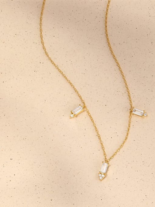 YUANFAN 925 Sterling Silver Cubic Zirconia Geometric Dainty Necklace 2