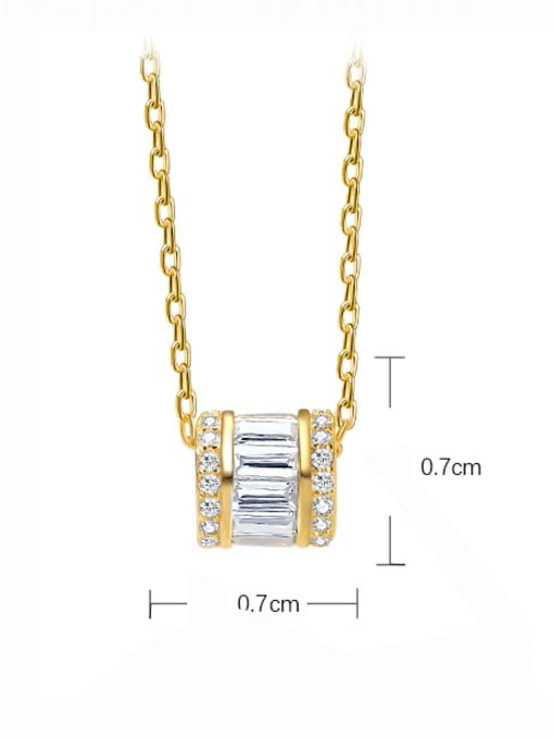 A&T Jewelry 925 Sterling Silver Cubic Zirconia Geometric Minimalist Necklace 1